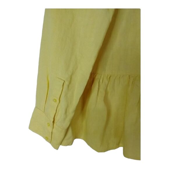 Masai Copenhagen Idana Linen Button-Up Yellow Blouse Size Medium - Peplum Hem - Picture 8 of 9